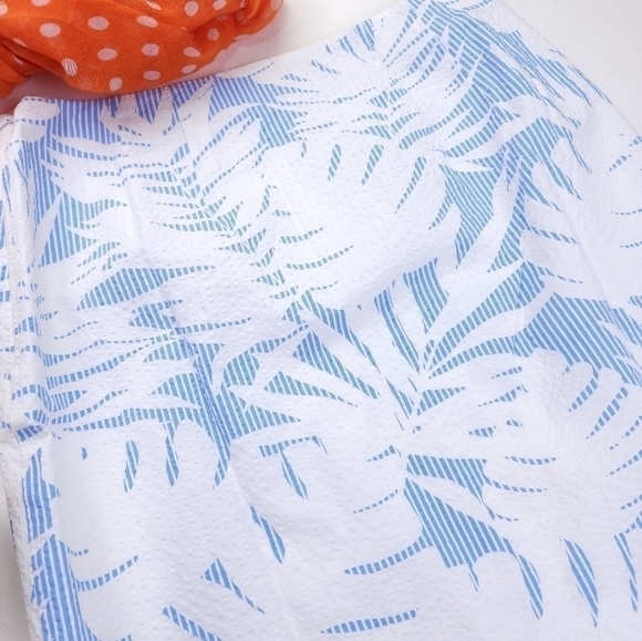 NEW Talbots White Blue Fern Gingham Skirt Sz 2 - Picture 3 of 11